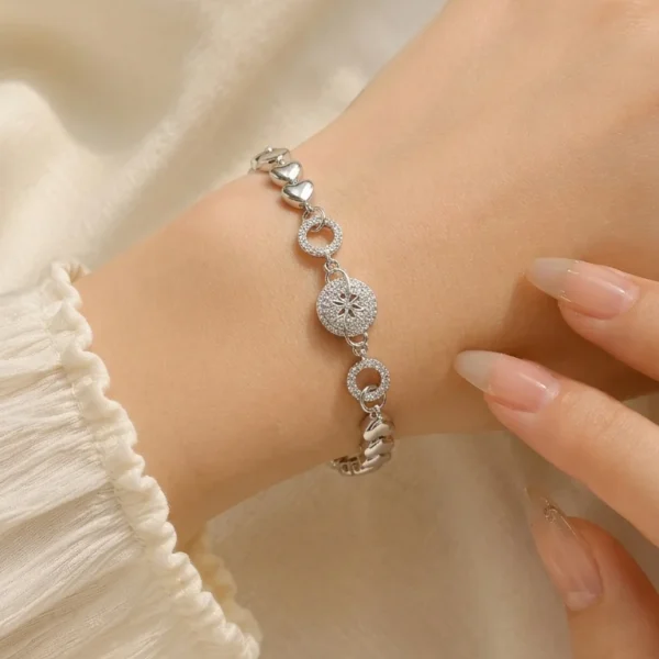 Silver Floral Crystal Bracelet