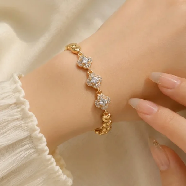 Gold Floral Crystal Bracelet