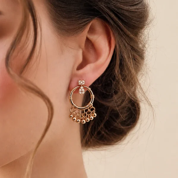Golden Hoop Charm Earrings