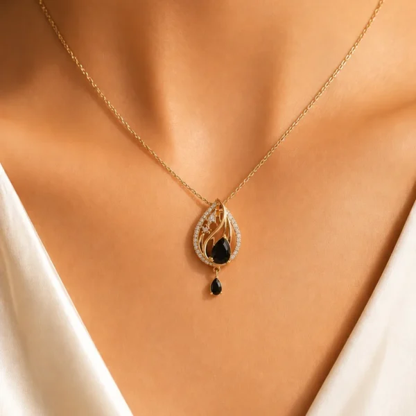 Black Teardrop Elegance Pendant