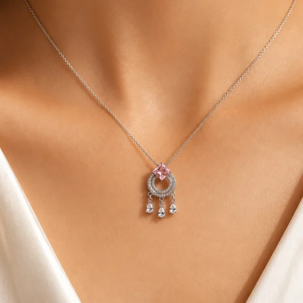 Pink Crystal Circle Pendant